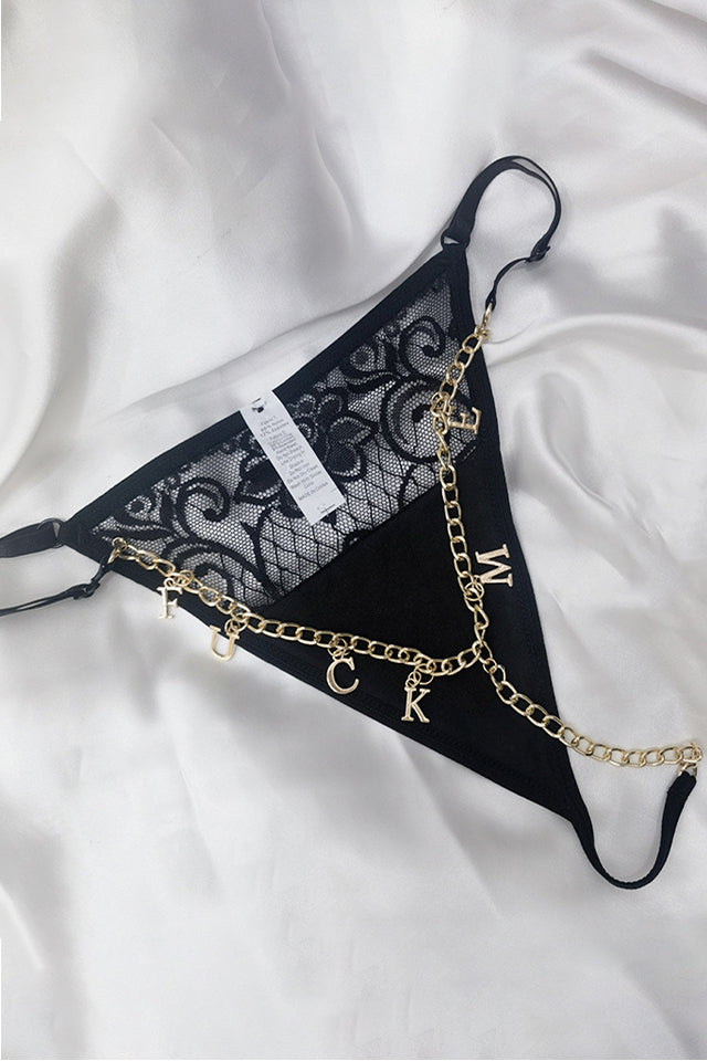 Set de lenjerie intimă sexy din dantelă (include set din dantelă + tanga cu lanț bonus) – perfect pentru ocazii speciale