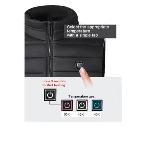 Dollcini Vestă Elegantă Bărbați cu Încălzire – Încălzire USB, Negru
