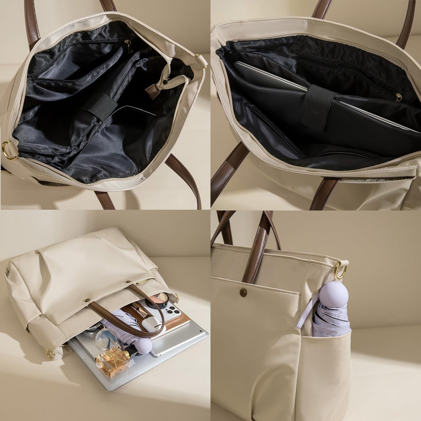 Rucsac pentru laptop Dollcini pentru femei - Geantă de damă impermeabilă, elegantă, cu capacitate mare, suport pentru laptop de 15,6 inci, rucsac ergonomic și elegant pentru călătorii și muncă
