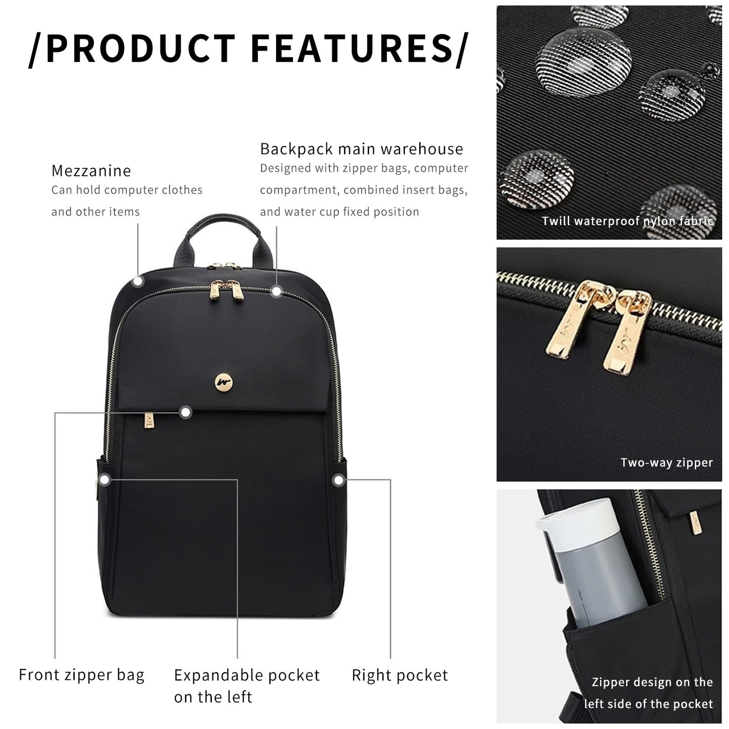 Dollcini Rucsac Laptop pentru Femei – Ergonomic, 15.6”, Pentru Călătorii