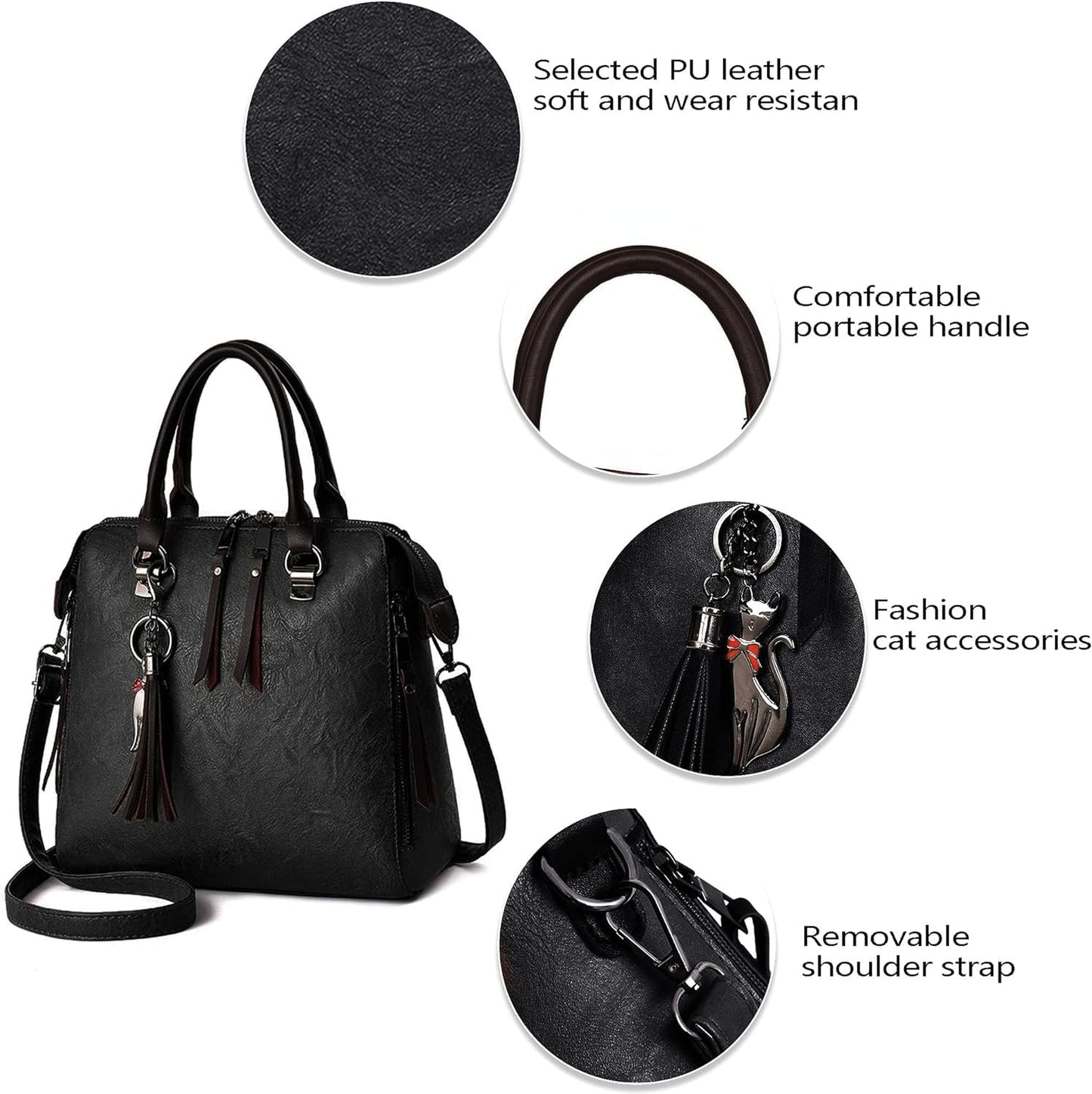 Dollcini, Genți de damă rucsac cruce geantă de umăr de damă geantă din piele PU impermeabilă geantă elegantă, trei culori