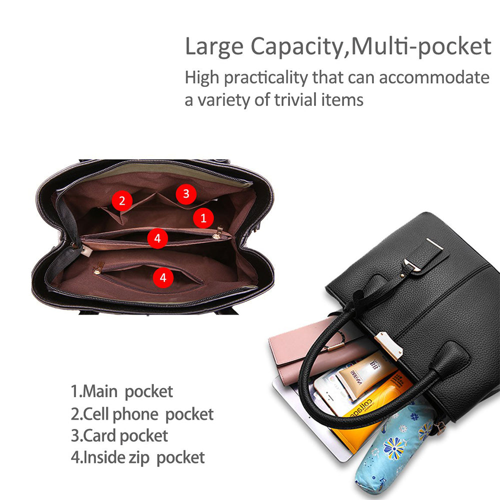 Geantă mare de damă Dollcini din piele PU - Elegantă, impermeabilă, cu buzunare multiple, cu curea detașabilă și accesorii aurii, culori multiple