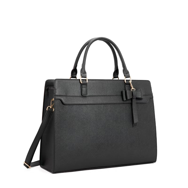 Dollcini Geantă de laptop pentru femei – Geantă de umăr stilată, impermeabilă, din piele ecologică pentru serviciu