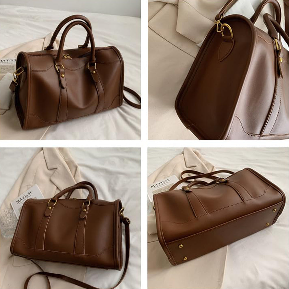 Dollcini, geantă de umăr vintage cu fermoar, aspect elegant și stilat, piele PU, durabilă