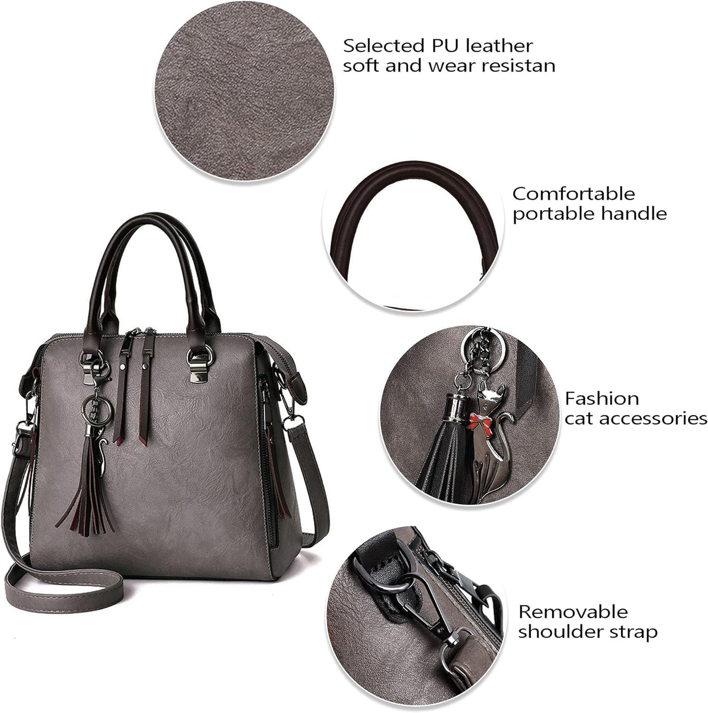 Dollcini, Genți de damă rucsac cruce geantă de umăr de damă geantă din piele PU impermeabilă geantă elegantă, trei culori