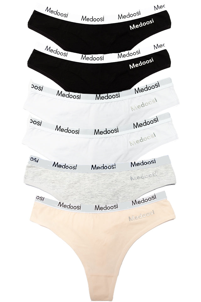 Dollcini,Tanga női bugyi,95% Pamut + Spandex-Többszínű, 6 db-os Csomag