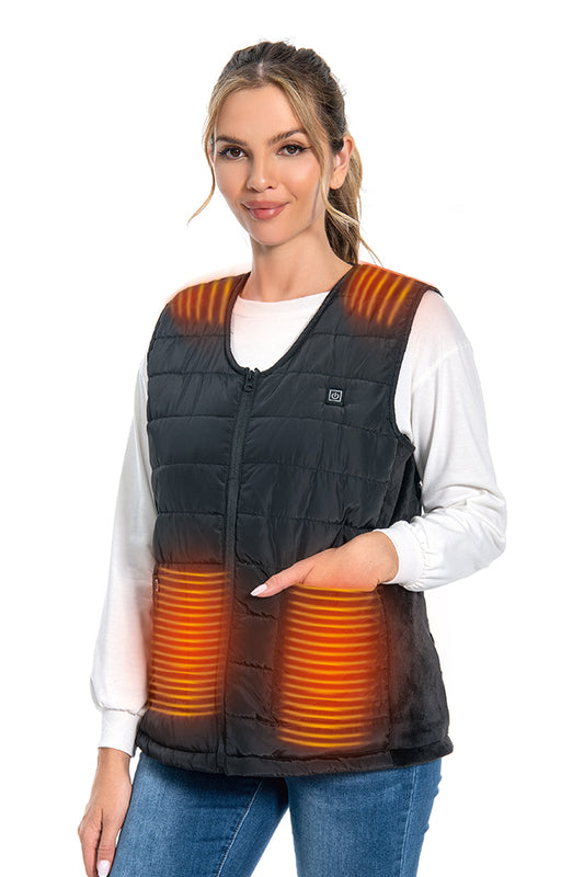 Dollcini Vestă Femei Încălzită – 9 Zone, Încărcare USB, Negru