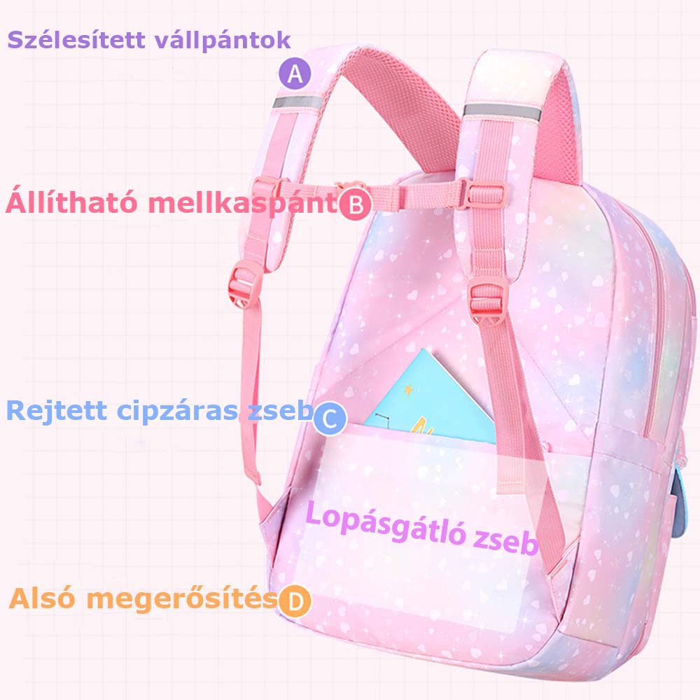 Dollcini, rucsac elegant pentru fete, rucsac drăguț pentru școală, elegant, practic și confortabil