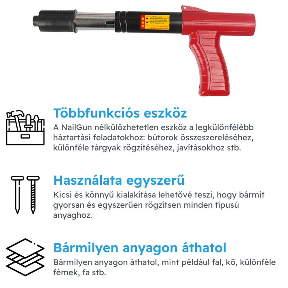 NailGun Pistol manual pentru cuie, 25 mm lungime cui, 16 mm diametru, pentru lemn, pardoseli, fațade, îmbinări pentru acoperiș