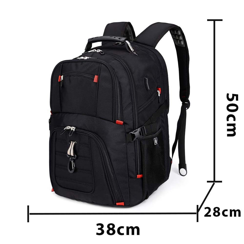 Dollcini, Rucsac unisex pentru laptop, impermeabil, cu port de încărcare USB, Negru