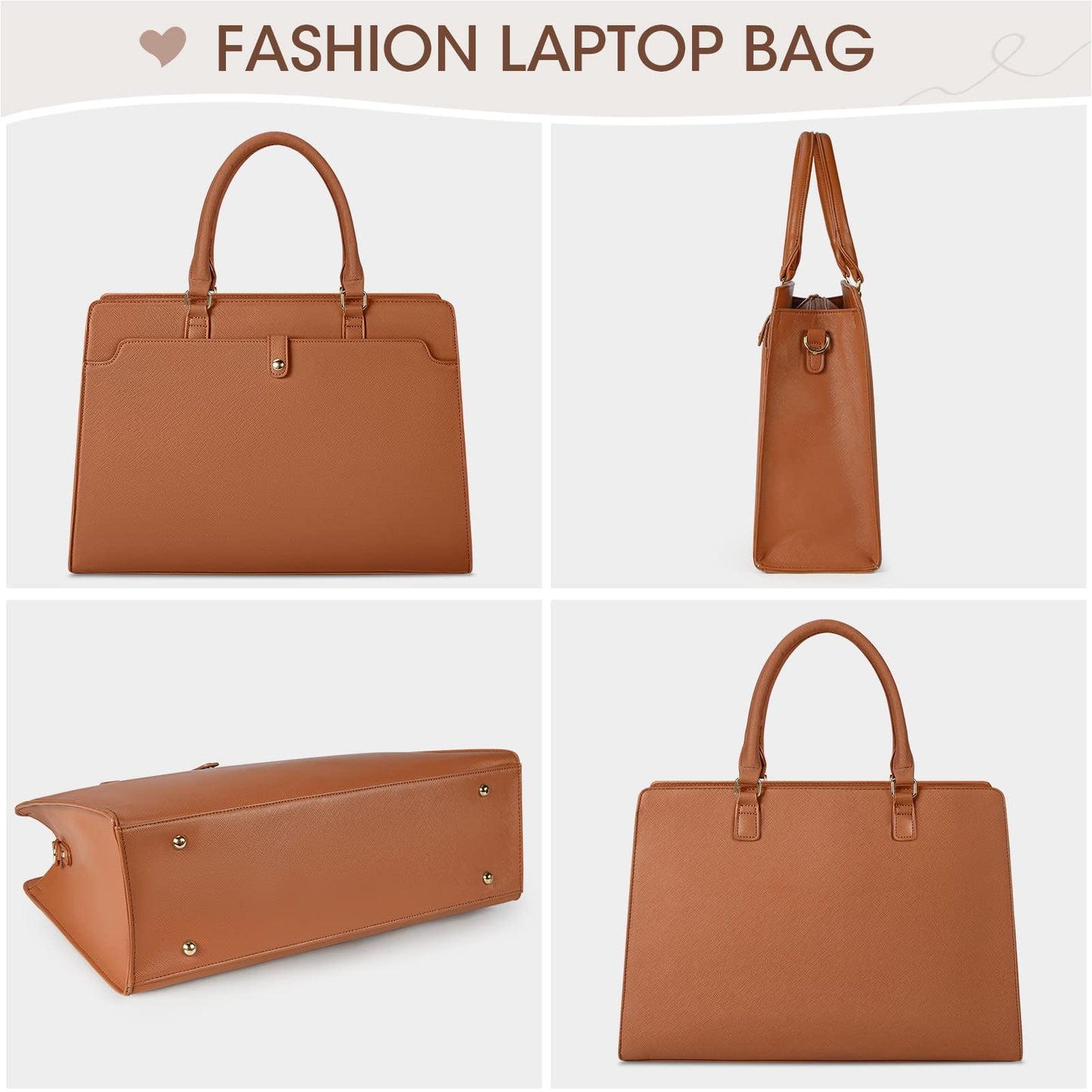 Dollcini Geantă de laptop pentru femei – Geantă de umăr din piele ecologică impermeabilă, pentru laptop de 15,6"