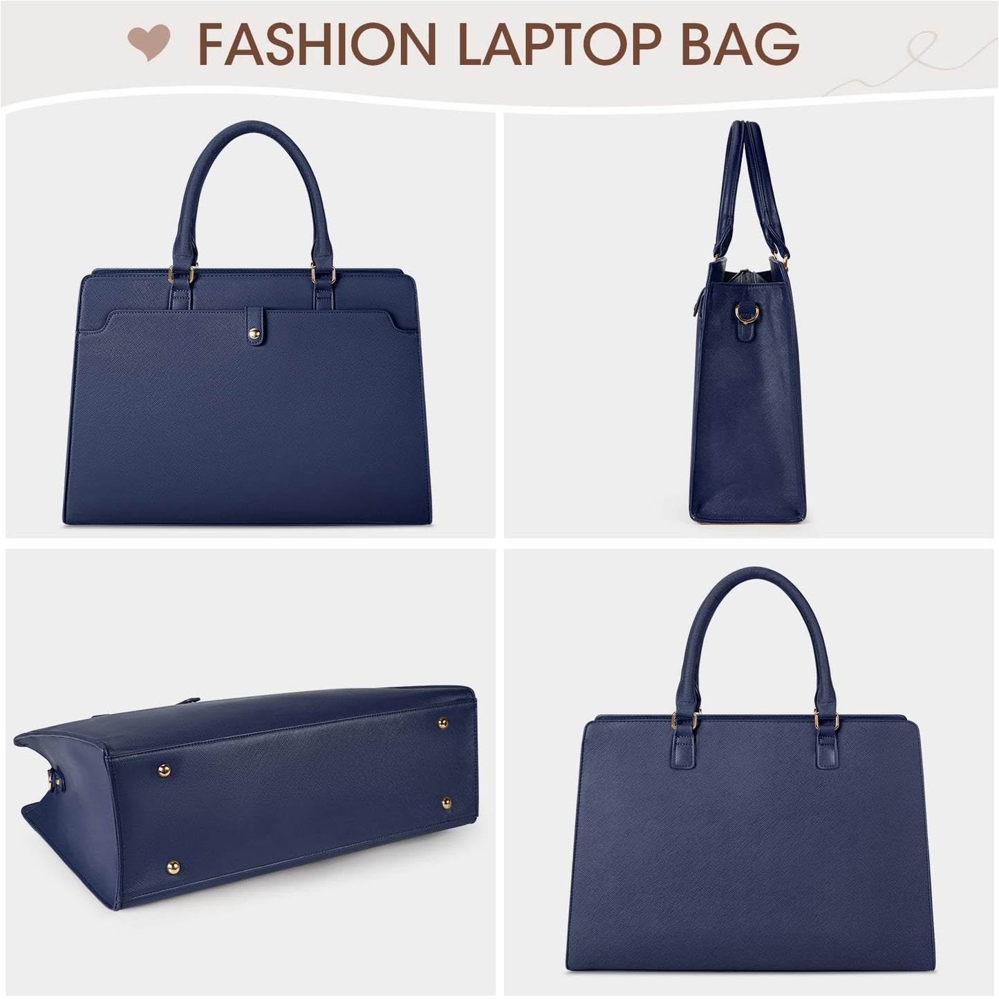 Dollcini Geantă de laptop pentru femei – Geantă de umăr din piele ecologică impermeabilă, pentru laptop de 15,6"