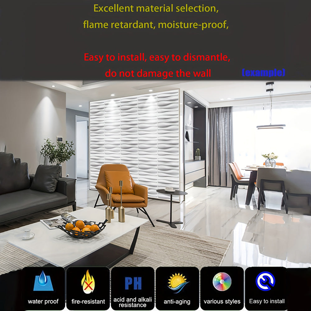 Panou decorativ din PVC cu model 3D - panou decorativ texturat geometric modern pentru living, dormitor, birou - 50 x 50 cm