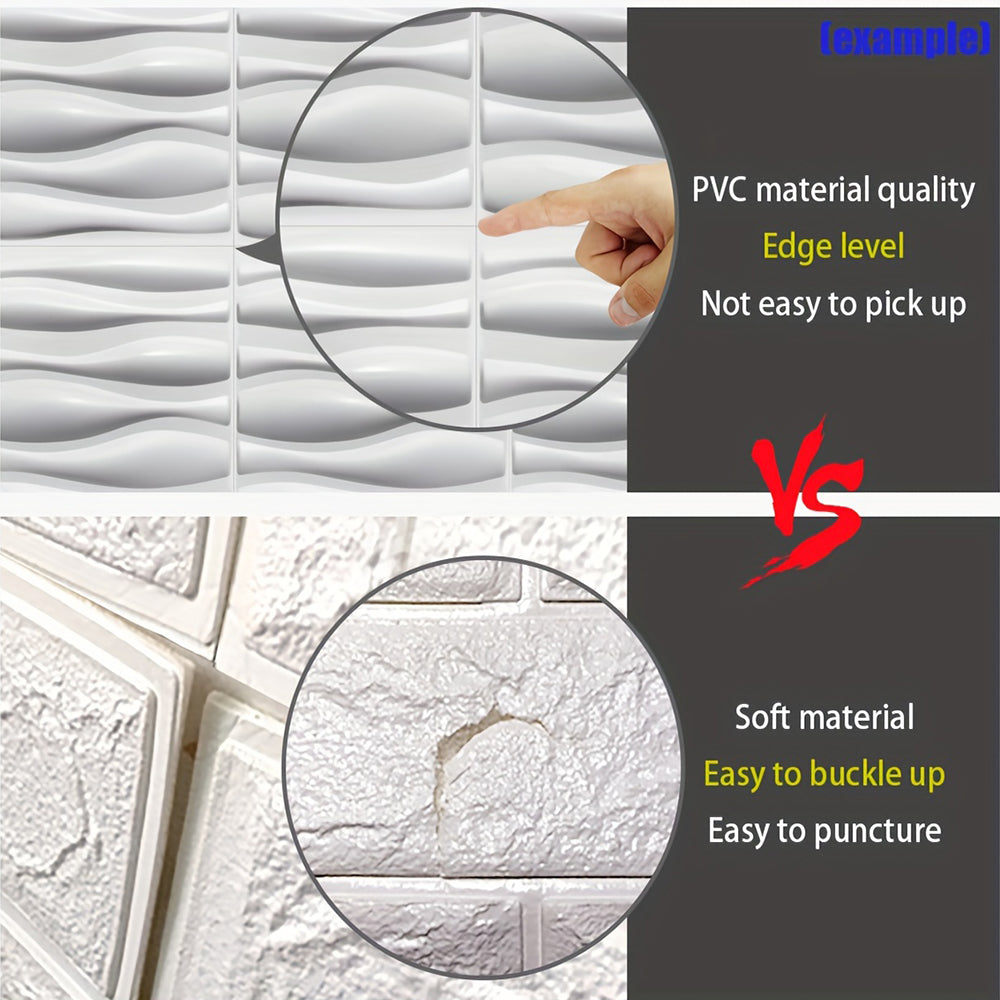 Panou decorativ din PVC cu model 3D - panou decorativ texturat geometric modern pentru living, dormitor, birou - 50 x 50 cm