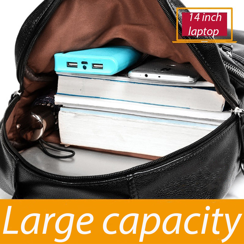 Rucsac Dollcini din piele naturală pentru bărbați - business, hidrofug, pentru laptop de 15,6", stil premium, negru