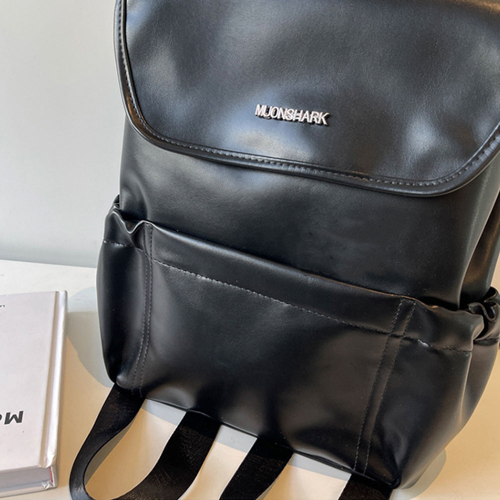 Rucsac Dollcini la modă pentru femei, capacitate mare - curea din piele PU, minimalist, pentru școală, serviciu și călătorii, negru strălucitor