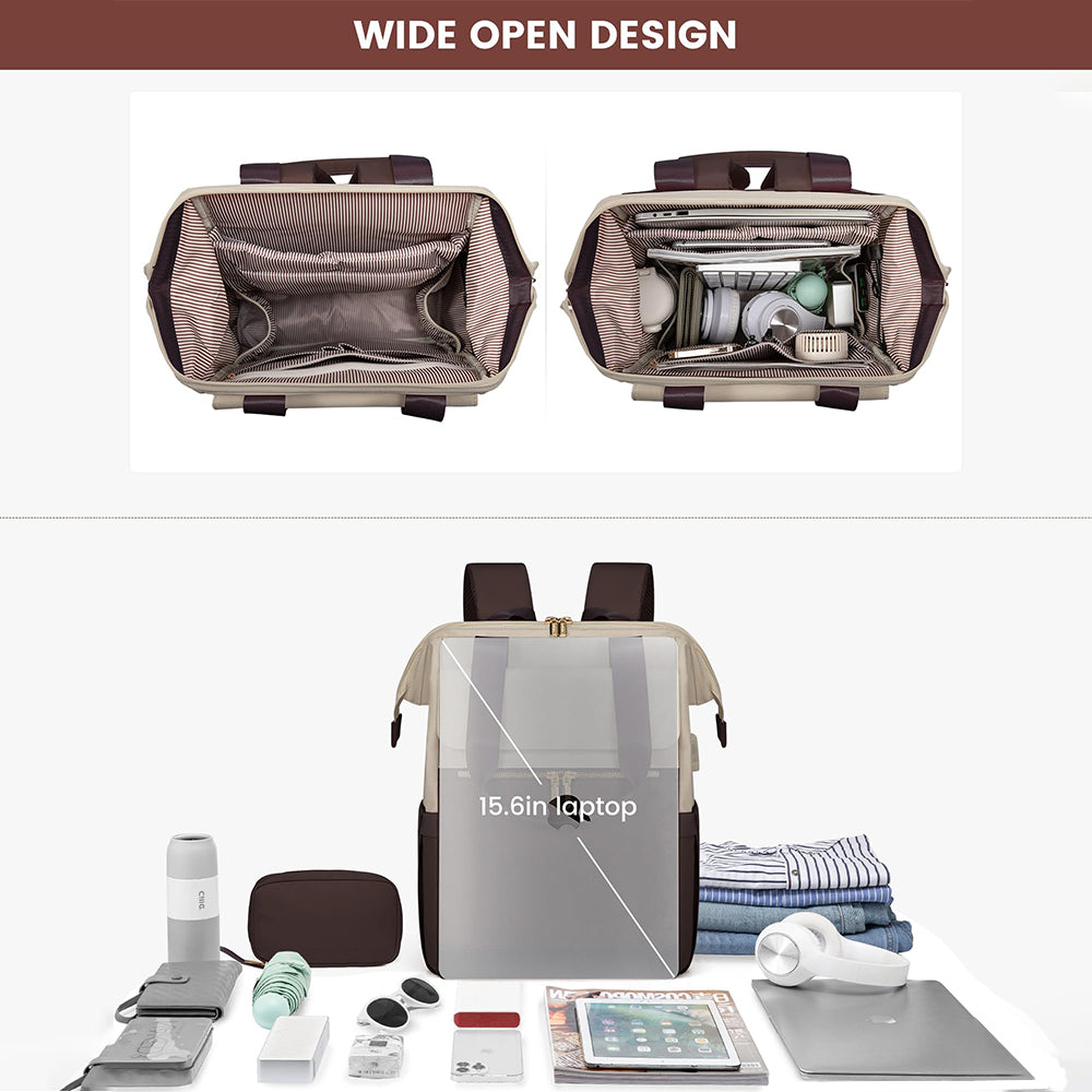 Dollcini Rucsac Laptop pentru Femei – Rucsac de Călătorie Rezistent la Apă, cu Port USB, 2 Piese