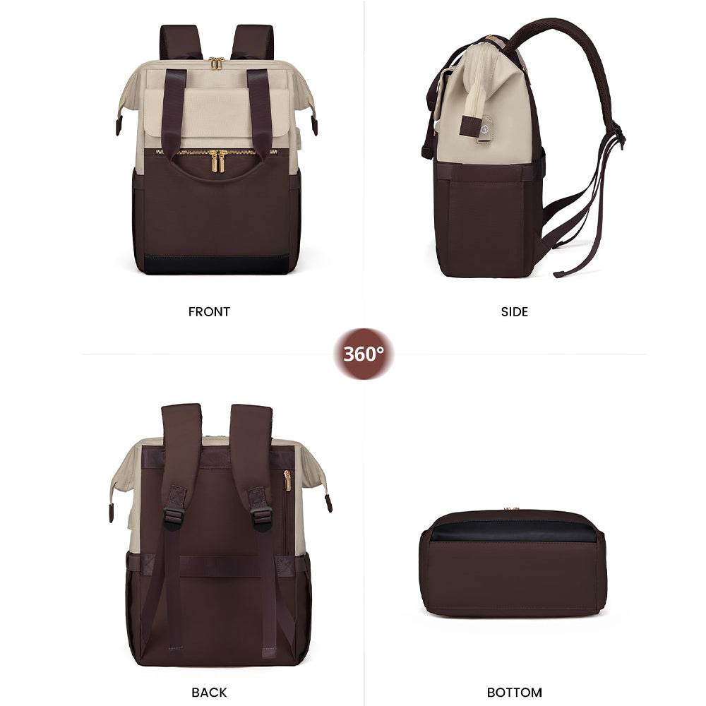 Rucsac pentru laptop Dollcini pentru femei, rucsac portabil impermeabil de mare capacitate cu port USB, set de 2 piese, negru