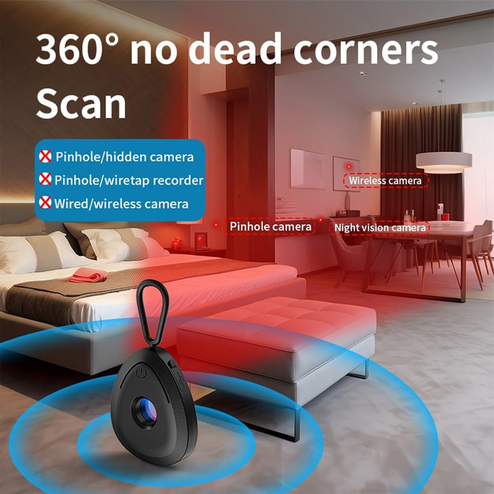 Detector Dollcini Mini cu cameră ascunsă – Compact și portabil, protecție a confidențialității, negru