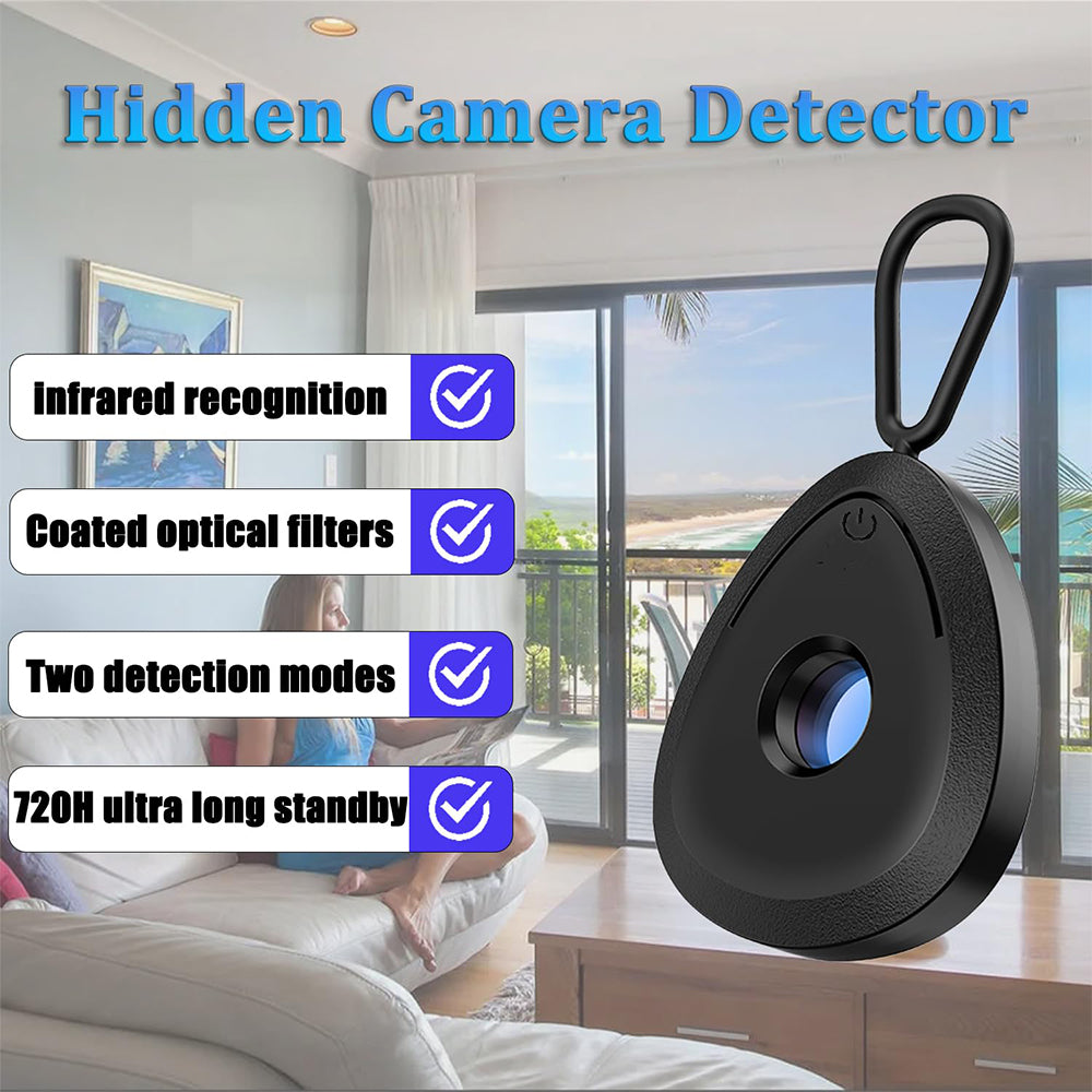 Detector Dollcini Mini cu cameră ascunsă – Compact și portabil, protecție a confidențialității, negru