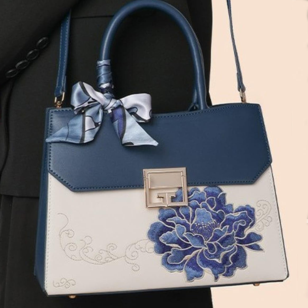 Dollcini Geantă de mână elegantă brodată – Geantă mare pentru femei pentru uz de afaceri și de zi cu zi