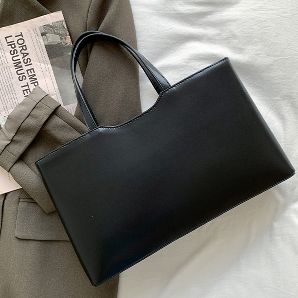 Dollcini Geantă de mână din piele PU pentru femei, geantă de umăr pentru femei – Geantă tote elegantă, mare, în stil minimalist coreean, pentru uz zilnic și la muncă
