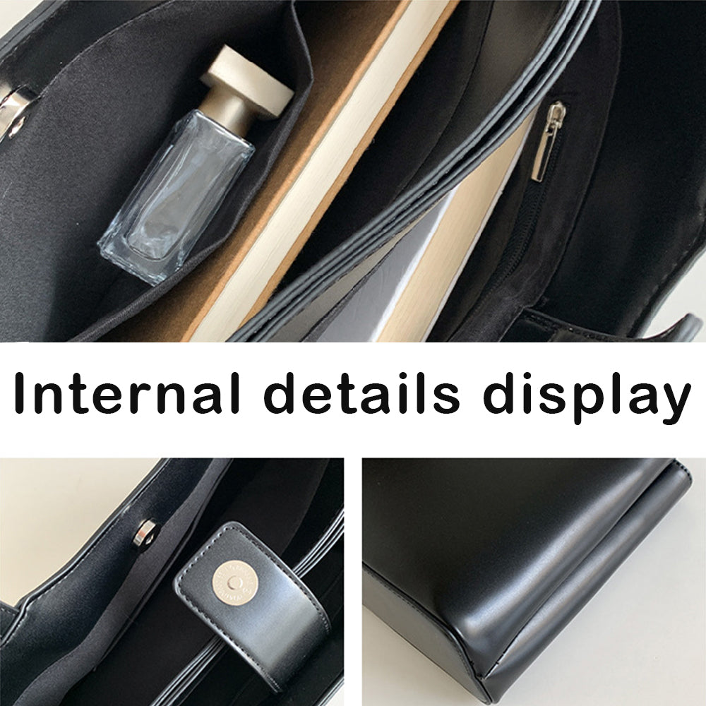 Dollcini Geantă de mână din piele PU pentru femei, geantă de umăr pentru femei – Geantă tote elegantă, mare, în stil minimalist coreean, pentru uz zilnic și la muncă