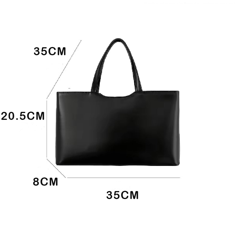 Dollcini Geantă de mână din piele PU pentru femei, geantă de umăr pentru femei – Geantă tote elegantă, mare, în stil minimalist coreean, pentru uz zilnic și la muncă