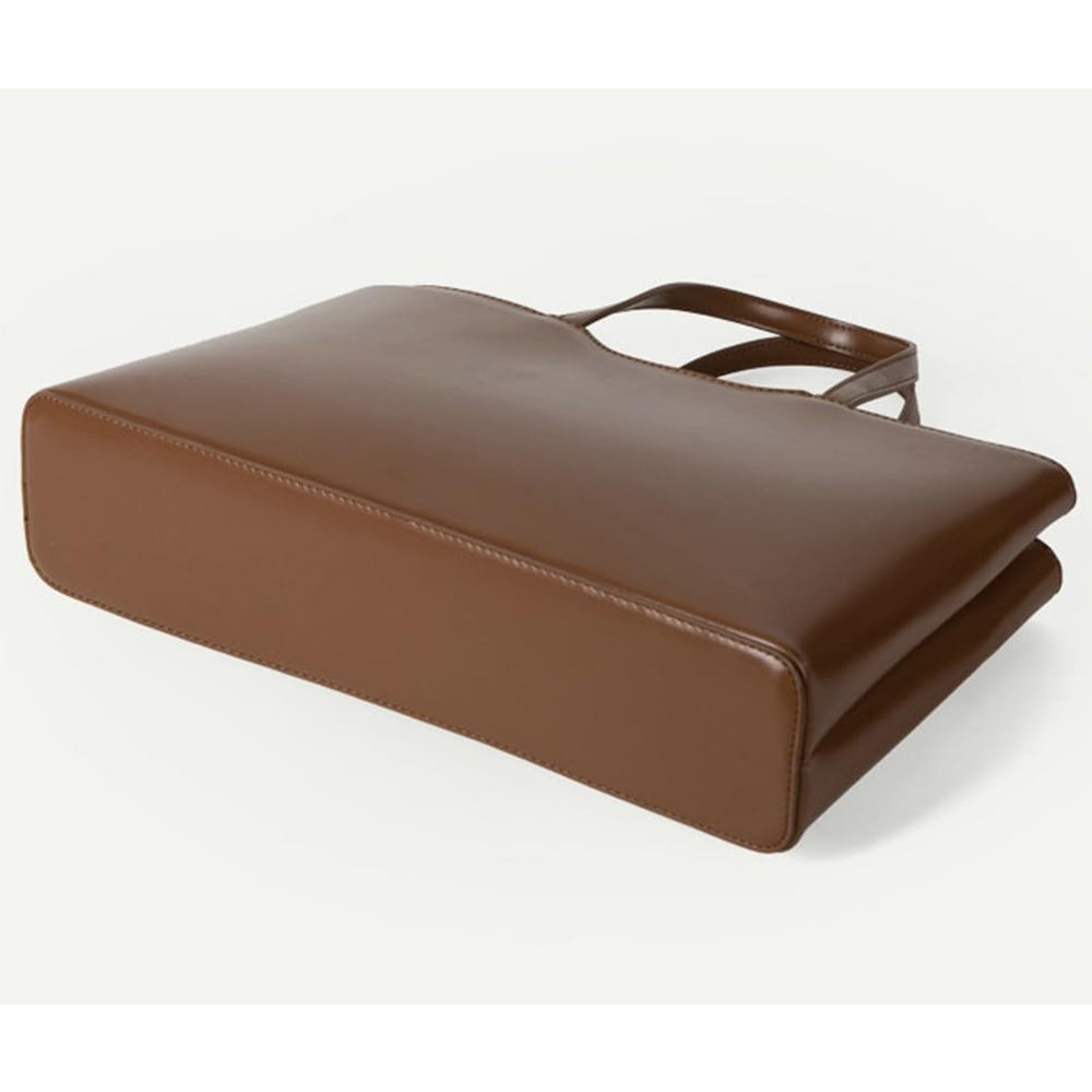 Dollcini Geantă de mână din piele PU pentru femei, geantă de umăr pentru femei – Geantă tote elegantă, mare, în stil minimalist coreean, pentru uz zilnic și la muncă