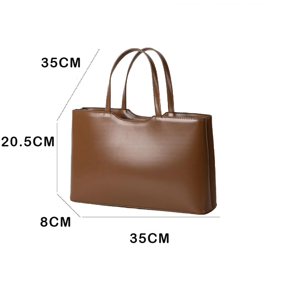 Dollcini Geantă de mână din piele PU pentru femei, geantă de umăr pentru femei – Geantă tote elegantă, mare, în stil minimalist coreean, pentru uz zilnic și la muncă