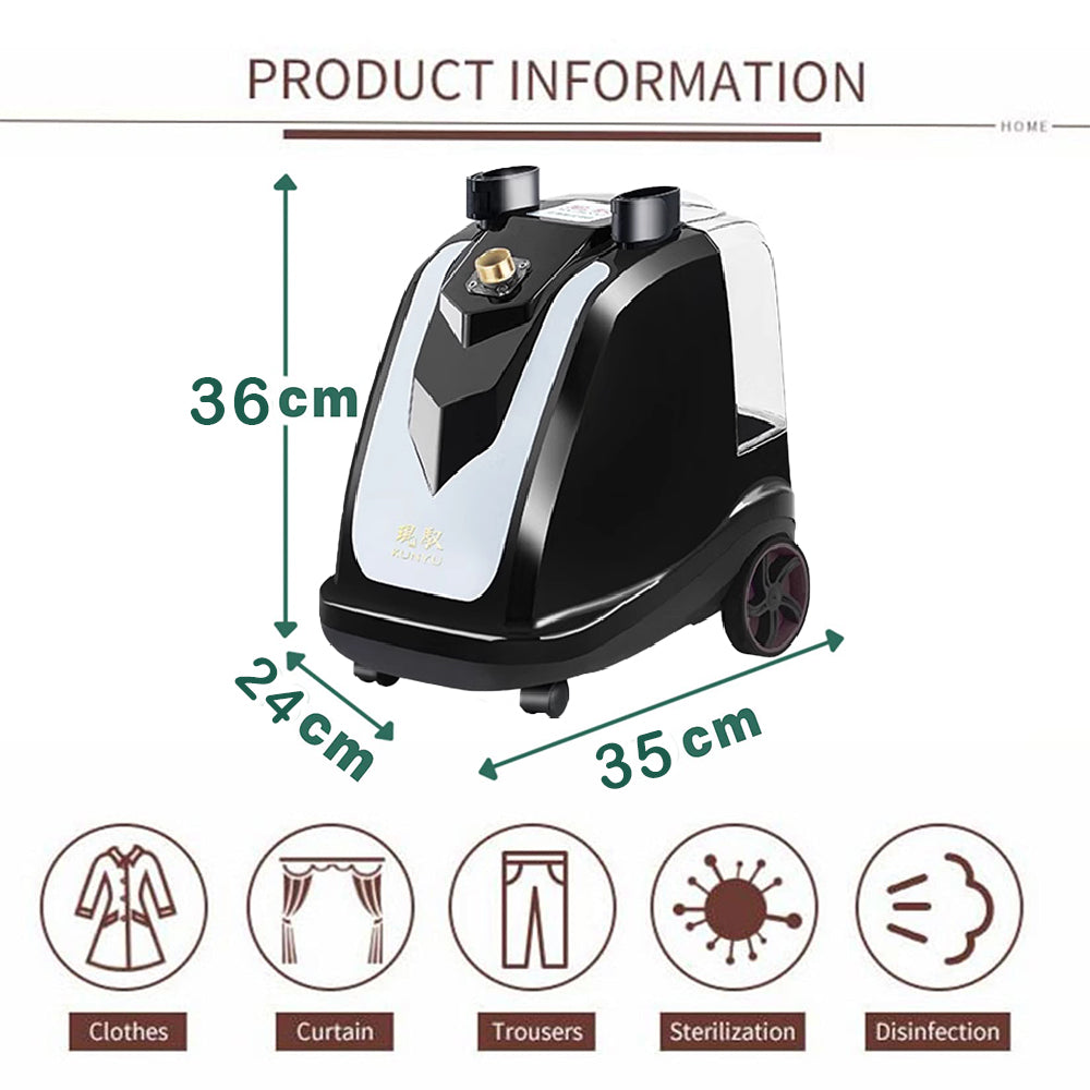 Dollcini Acasă, Aburitor pentru haine complet din cupru 2200W – rezervor 3,5L, cap de abur cu 10 orificii, bară reglabilă, aburire profesională