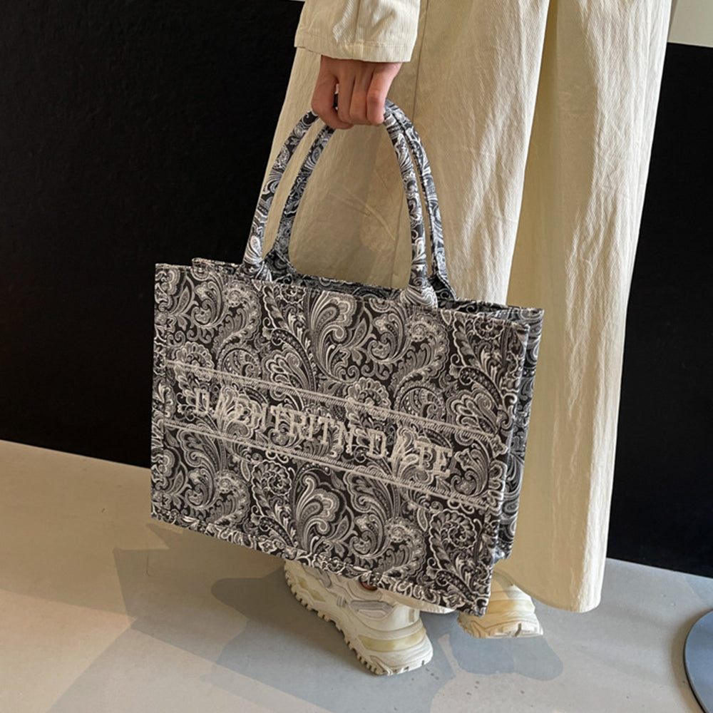 Geantă tote Dollcini mare cu model – geantă de umăr pentru femei cu aspect elegant, pentru utilizare zilnică și călătorii