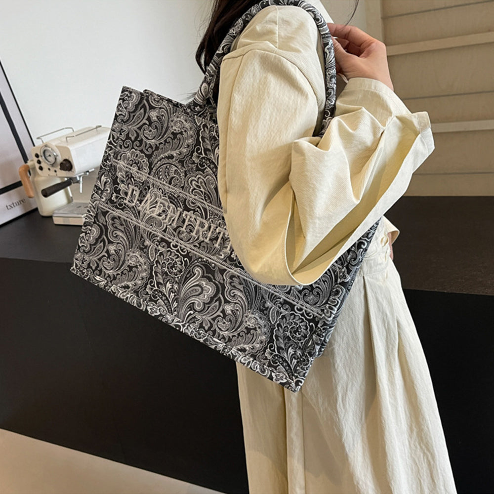 Geantă tote Dollcini mare cu model – geantă de umăr pentru femei cu aspect elegant, pentru utilizare zilnică și călătorii