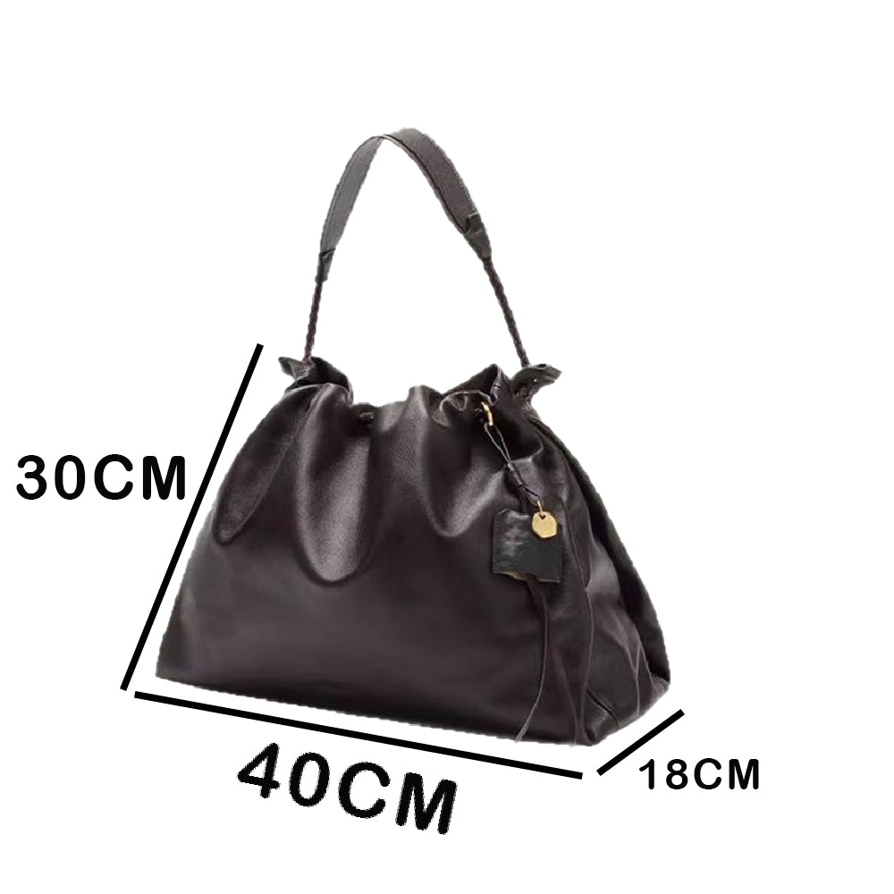 Dollcini Geantă de umăr din piele naturală pentru femei – Geantă tote mare, Eleganță clasică