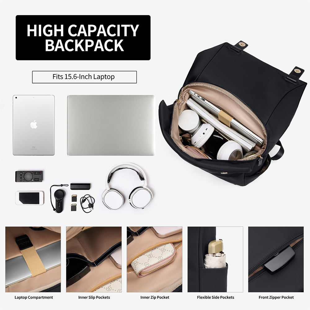 Rucsac pentru laptop Dollcini de mare capacitate pentru femei – impermeabil, elegant, cu mai multe buzunare, pentru călătorii și serviciu