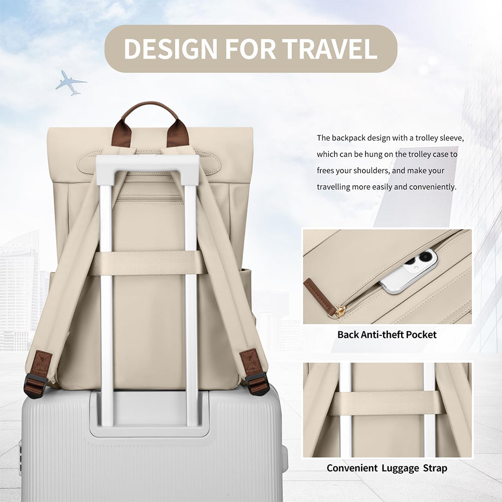Rucsac pentru laptop Dollcini de mare capacitate pentru femei – impermeabil, elegant, cu mai multe buzunare, pentru călătorii și serviciu