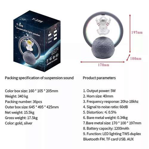 Dollcini Difuzor Bluetooth Astronaut Acasă – Cu Iluminare LED