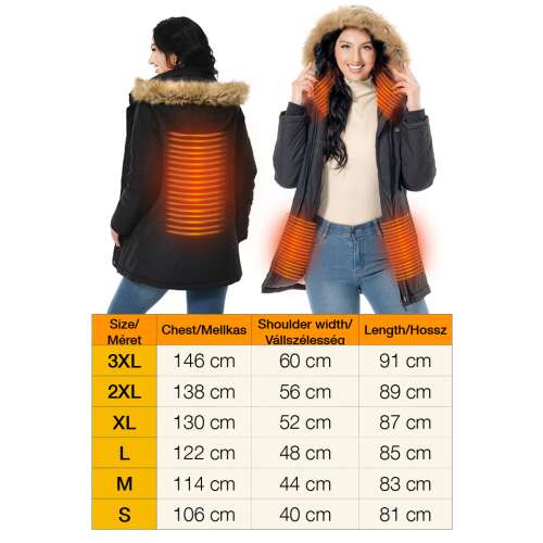 Dollcini Geacă Încălzită pentru Femei – Rezistentă la Apă, cu Glugă, 9 Elemente de Încălzire
