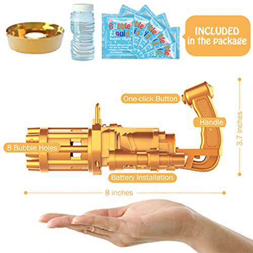 Dollcini Mini Gatling Suflător de Bule – Jucărie cu 8 Găuri pentru Copii