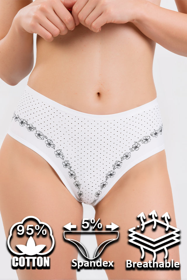 Dollcini, Chiloți damă cu talie înaltă, 95% bumbac + spandex - Multicolor, pachet de 6 bucăți, 69482