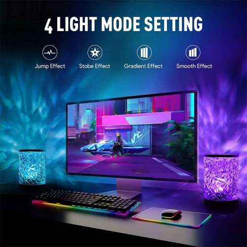 Dollcini Otthon Lampă cu Cristal RGB – 16 Culori, USB, cu Telecomandă