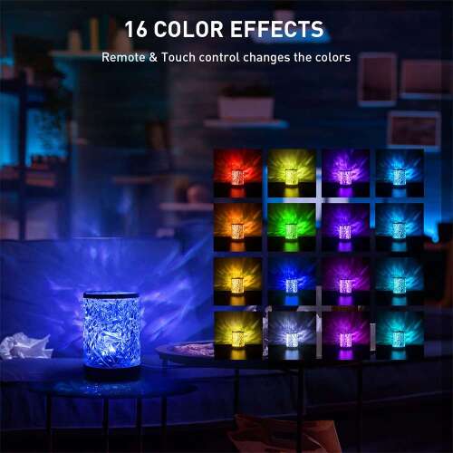 Dollcini Otthon Lampă cu Cristal RGB – 16 Culori, USB, cu Telecomandă