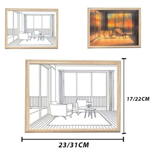 Dollcini Otthon Tablou de Perete cu Iluminare LED – Decor cu Ramă din Lemn și USB