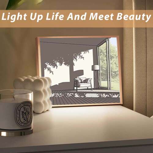 Dollcini Otthon Tablou de Perete cu Iluminare LED – Decor cu Ramă din Lemn și USB