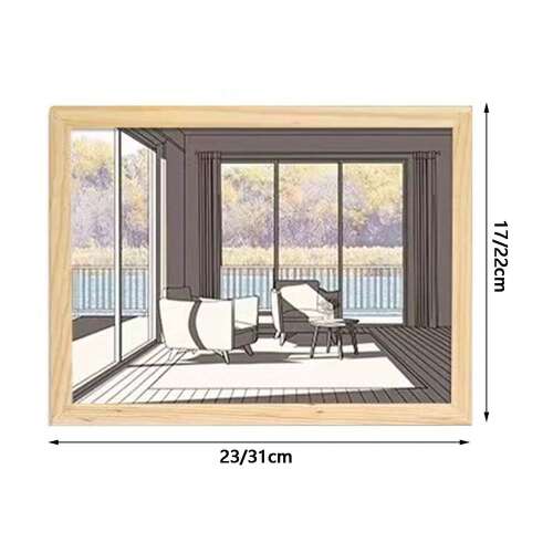 Dollcini Otthon Tablou de Perete cu Iluminare LED – Decor cu Ramă din Lemn și USB