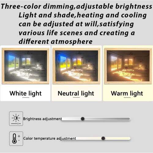 Dollcini Otthon Tablou de Perete cu Iluminare LED – Decor cu Ramă din Lemn și USB