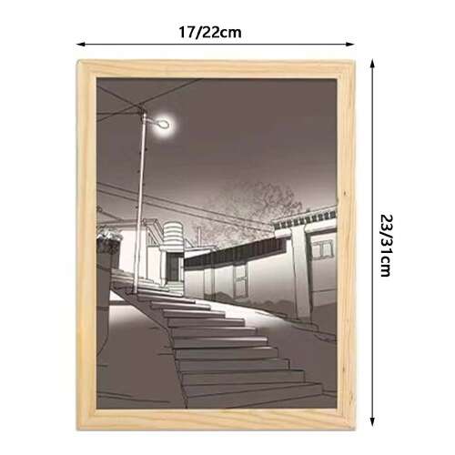 Dollcini Otthon Tablou de Perete cu Iluminare LED – Decor cu Ramă din Lemn și USB