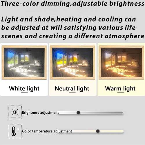 Dollcini Otthon Tablou de Perete cu Iluminare LED – Decor cu Ramă din Lemn și USB