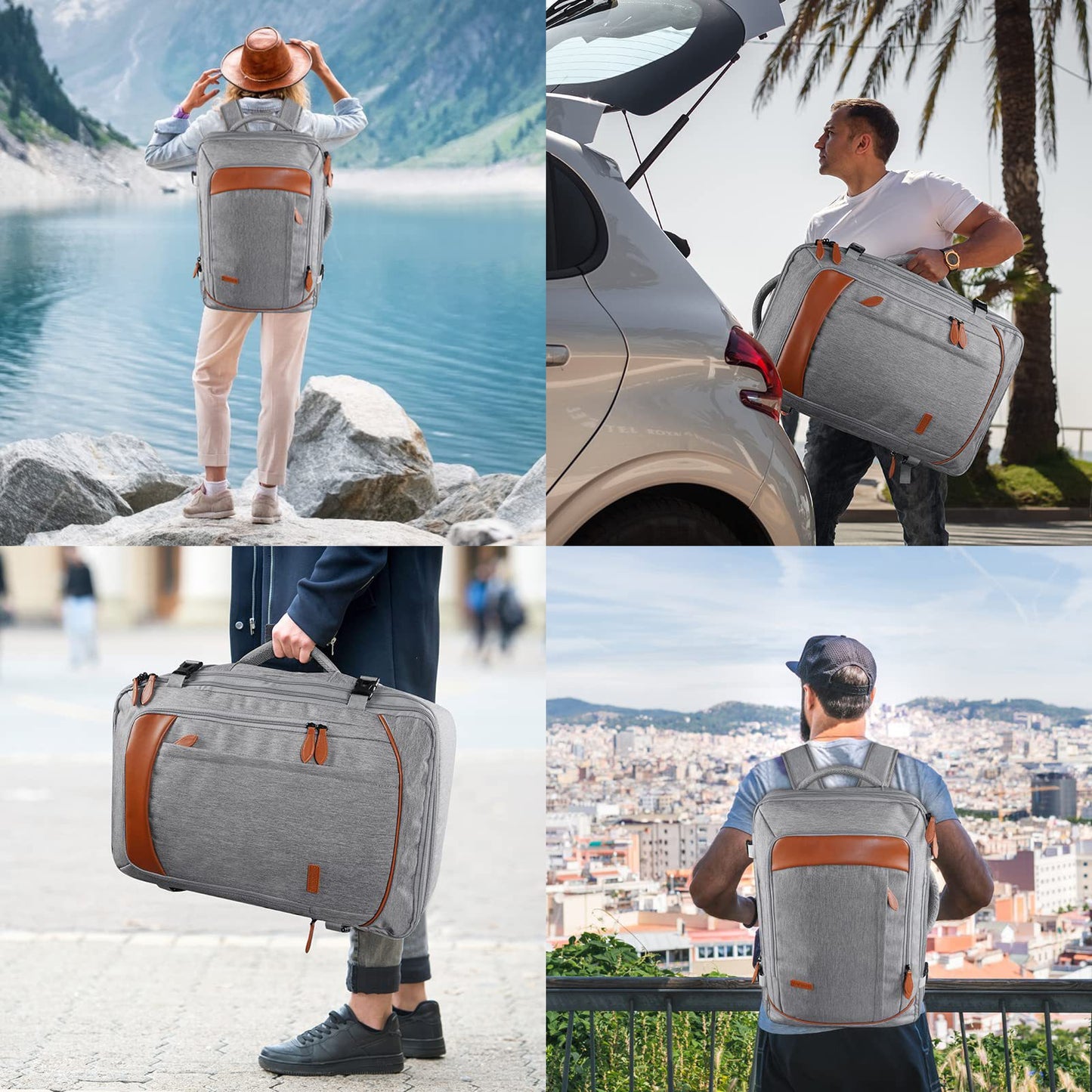 Rucsac de călătorie minimalist extensibil Dollcini – cu buzunare organizatoare, compatibil cu companiile aeriene, negru