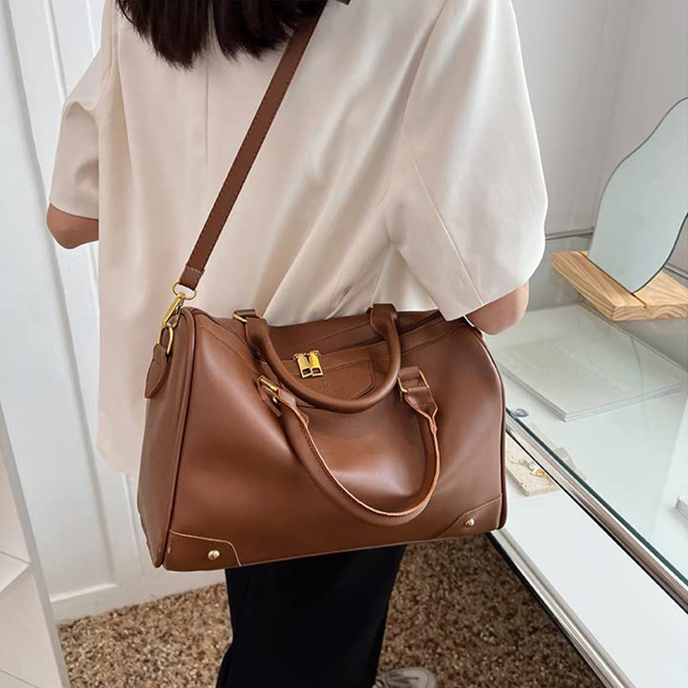 Dollcini, geantă de umăr vintage cu fermoar, aspect elegant și stilat, piele PU, durabilă